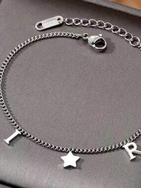 Silver Plated Stainless Steel Letter Charm Bracelet – Star Accent
